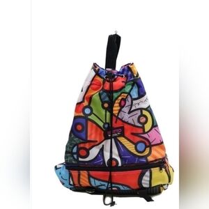 ROMERO BRITTO Authentic Large Drawstring Nylon BackPack / Lunch Bag Combination